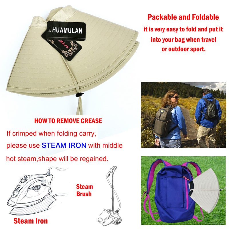Huamulan 6" Super Wide Brim Sun Hats, Men and Women Bucket Hat for Fishing Hiking Garden Lawn Work Safari Camping Beach Kayaking Hn004-lightgray - Image 5